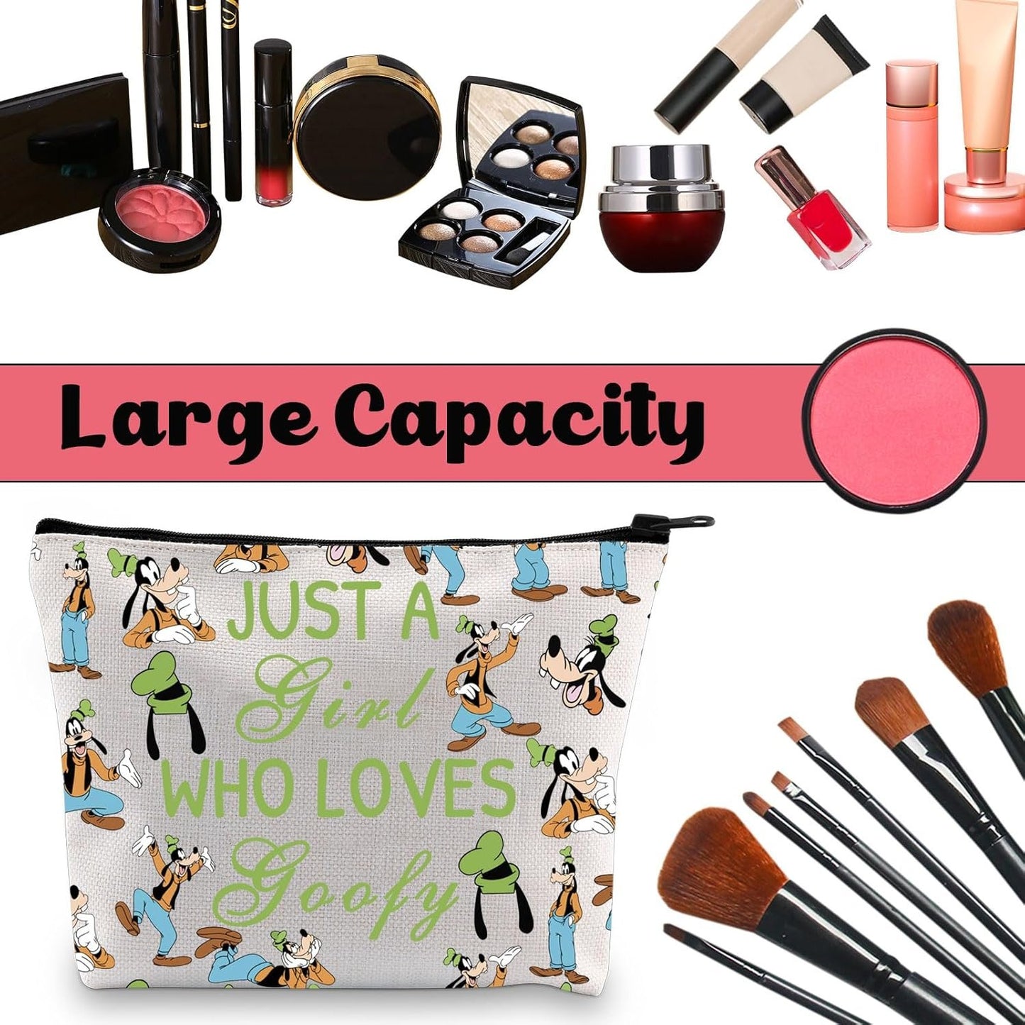 Goofy Dog Cosmetic Bag Cartoon Movies Merch Travel Toiletry Zipper Pouch Family Vacation Gift (Ca Dog)