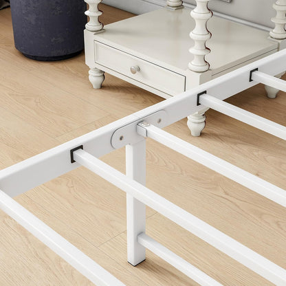 VECOCHO Full Size Metal Bed Frame with Headboard/Double Platform Bed Frame No Box Spring,Strong Steel Slat Support/Full Mattress Foundation Bed/Easy Assembly/Noise Free/White