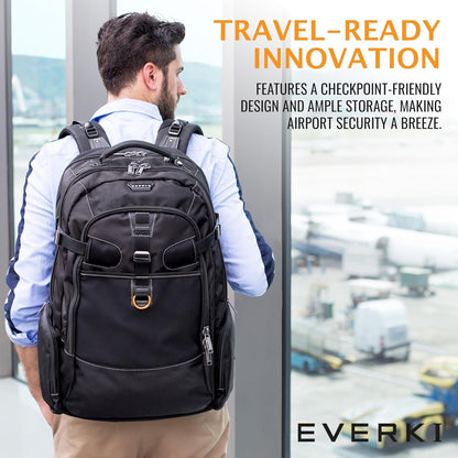 EVERKI Business 120 EKP120 18.4 Inch Laptop Backpack, Ideal for Large Laptops, Workstations and Gaming, Organizer Compartments, Padded Shoulder Straps, Water Resistant