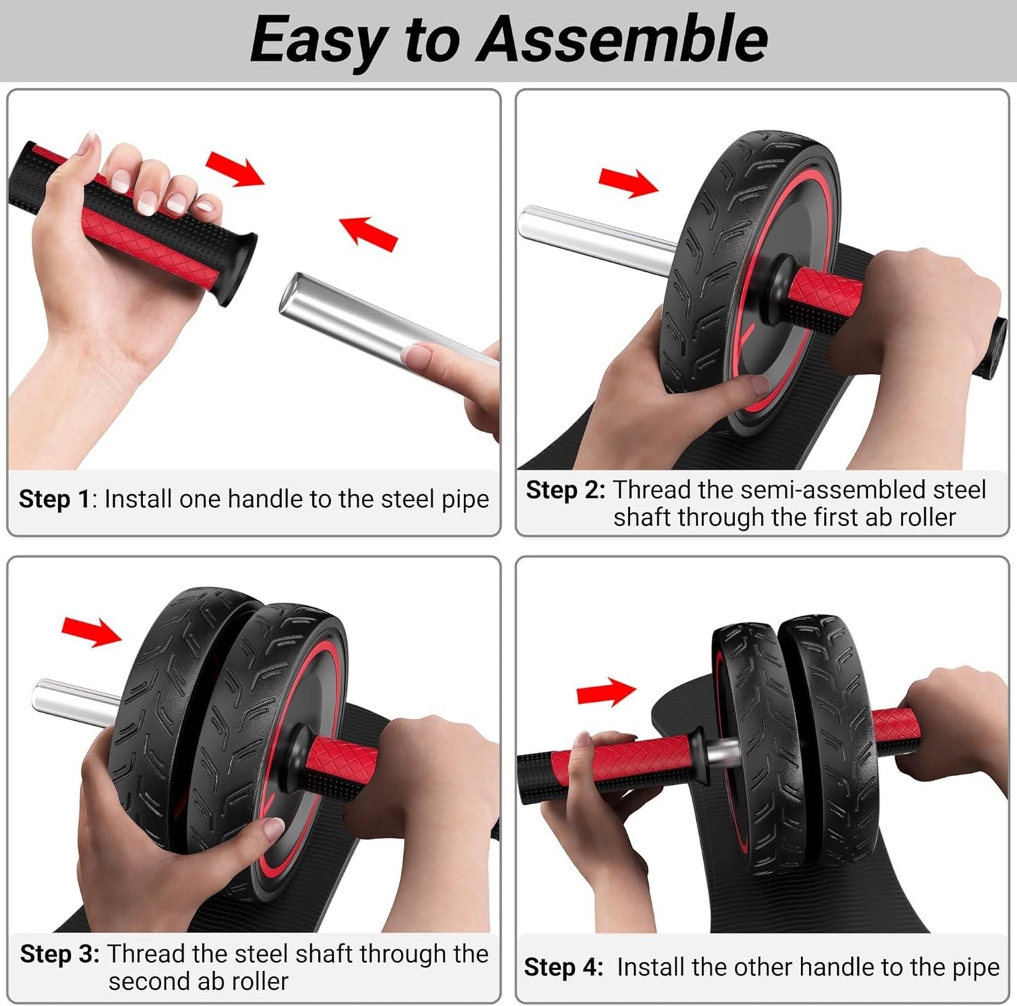 Readaeer Ab Roller Wheel with Knee Pad Abdominal Exercise for Home Gym Fitness Equipment