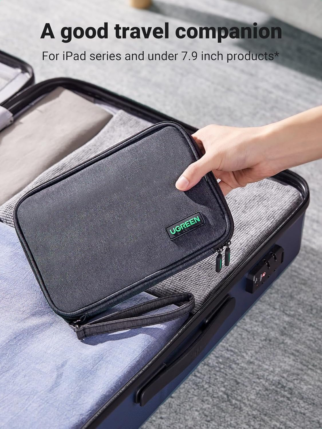 UGREEN Electronic Organizer, Portable Travel Gadget Bag, Large Capacity Tech Pouch for Small Charger Adapter Power Bank Hard Drive SD Card, Cable, Single-Layer