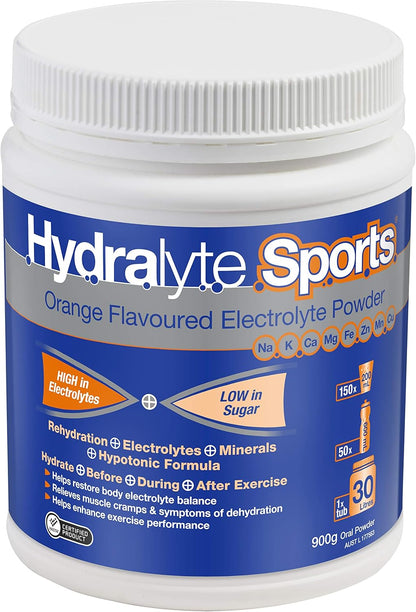 Hydralyte Sports Electrolyte Powder Orange Flavoured 900 g