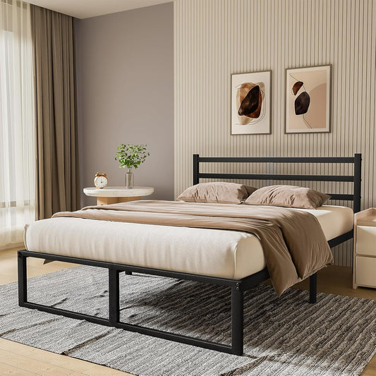BedStory Full Bed Frame, 14 inch Metal Bed Frame with headboard & Storage Platform, Noise Free - Easy Assembly - No Box Spring Needed