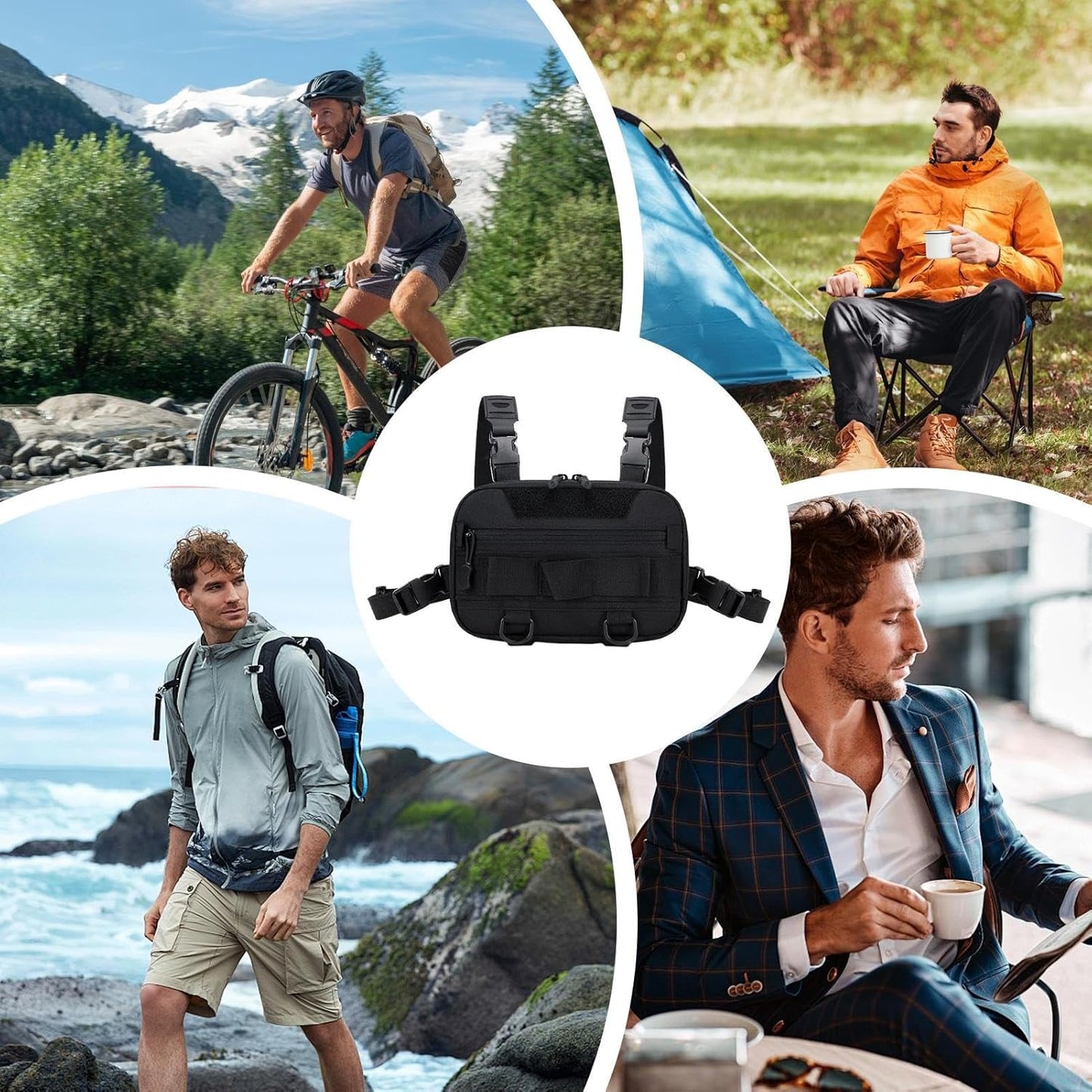 Generico Fishing Chest Pack, Waterproof Large Capacity Fishing Tackle Bag, Backpack Portable Compact Versatile Ideal for Outdoor Sports, Running, Hiking, Camping, Travel