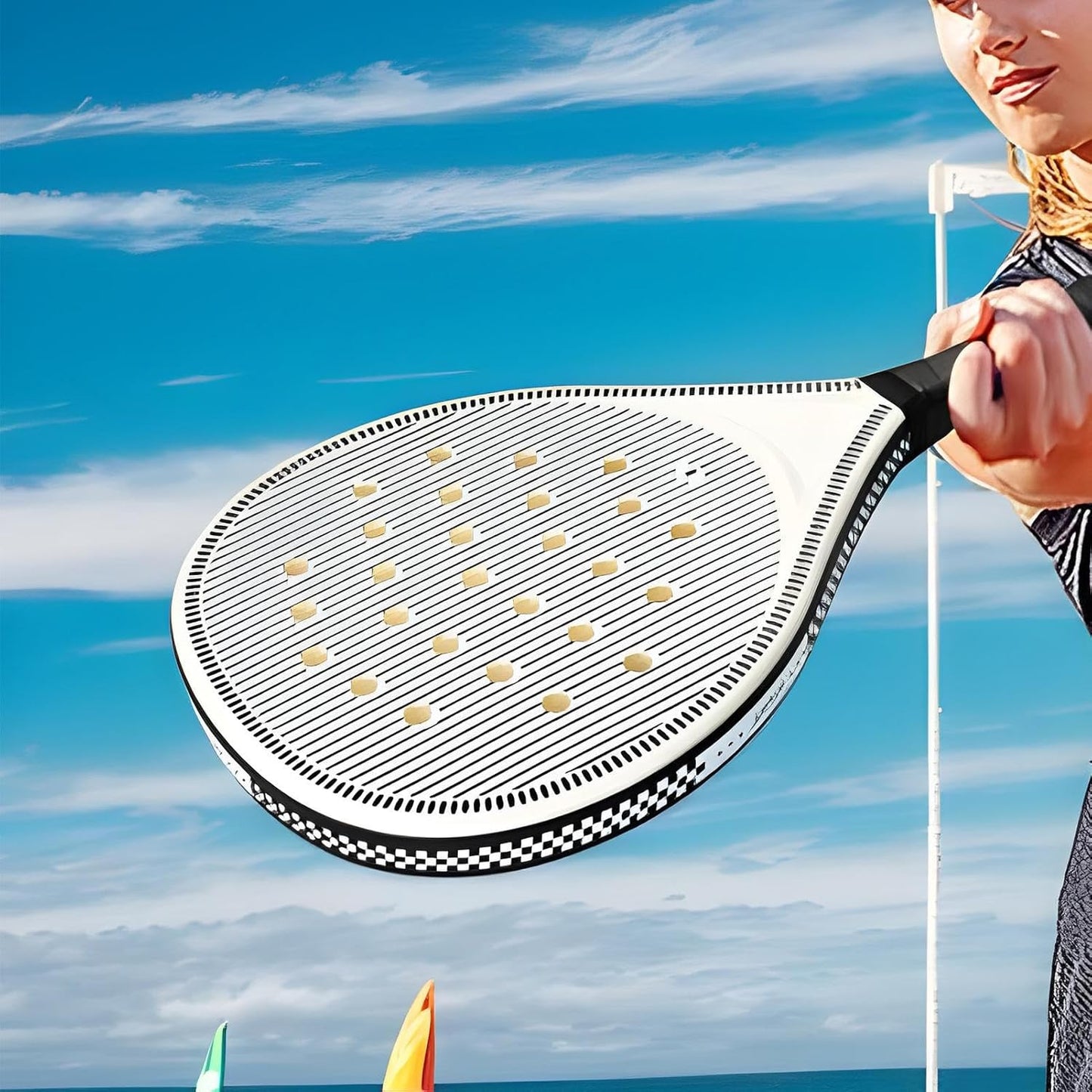 Paddle Tennis Racquets, Lightweight Tennis Paddle Racket, Convenient Sports Gear, Ergonomic Sturdy Grip Handle for Outdoor Travel Training Use, Carbon Fiber + Foam
