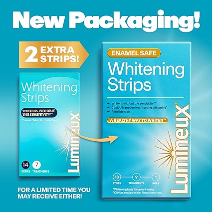 Lumineux Teeth Whitening Kit Peroxide Free for Whiter Teeth Includes 7 Whitening Treatments, 1 Mouthwash, 1 Toothpaste & 1 Bamboo Toothbrush, Dentist Formulated