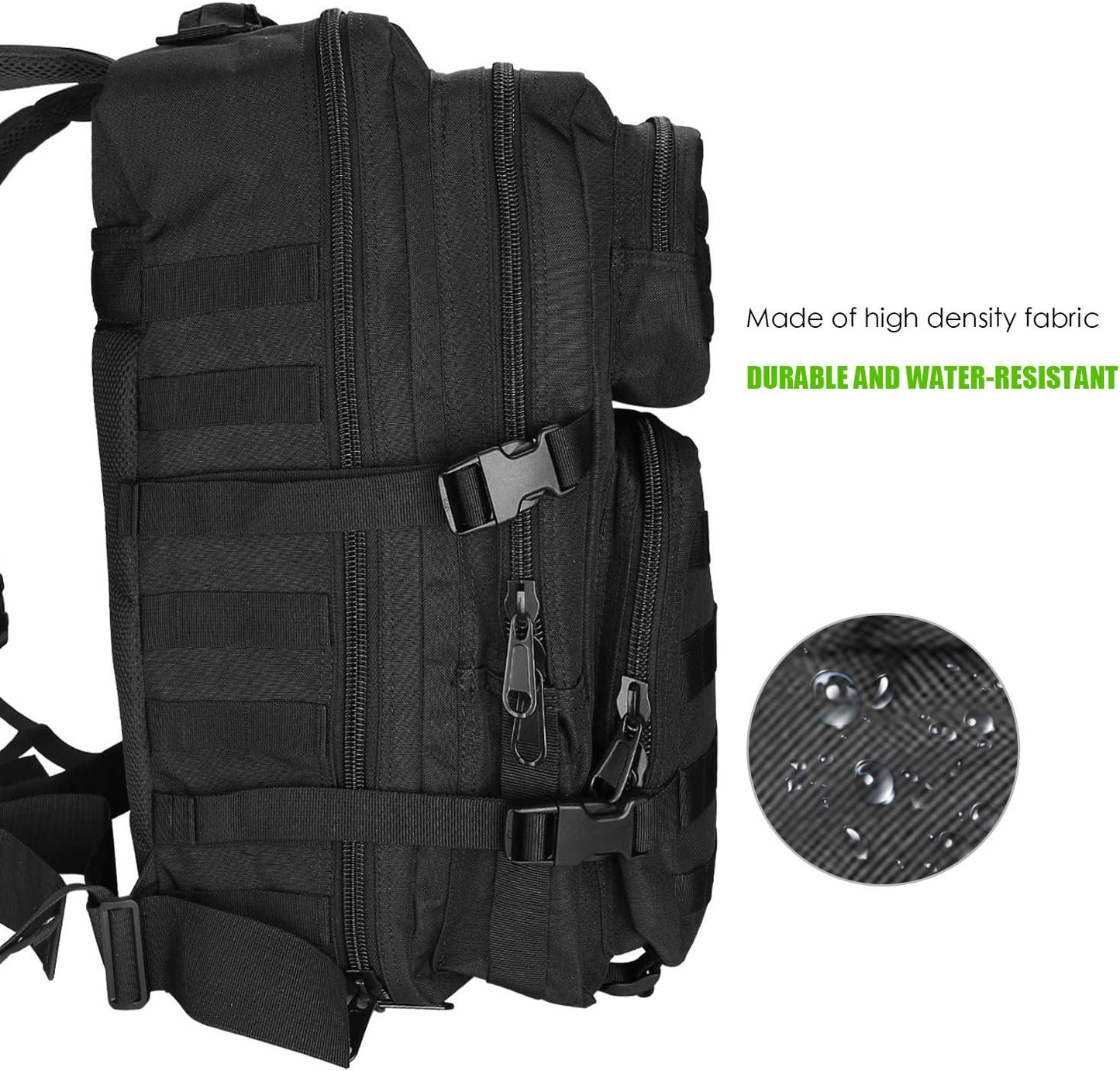 ProCase Military Tactical Backpack 40 Litres, 3 Days Large Capacity Travel Backpack for Hunting, Trekking and Camping and Other Outdoor Activities, Black, Classic