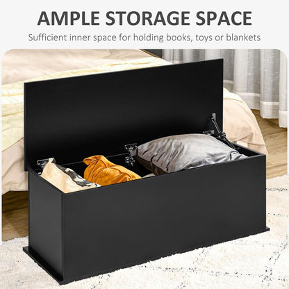 HOMCOM 39.5" Lift Top Storage Chest with 2 Safety Hinges, Storage Box Organizer with Flip-Top Lid, Entryway Storage Bench, Black