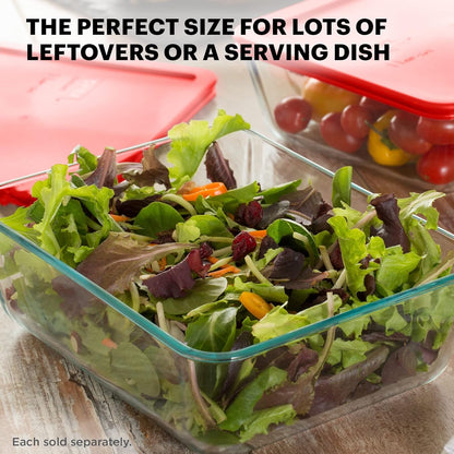 Pyrex Simply Store Glass Food Storage Container, Snug Fit Non-Toxic Plastic BPA-Free Lids, Freezer Dishwasher Microwave Safe, 11 Cup