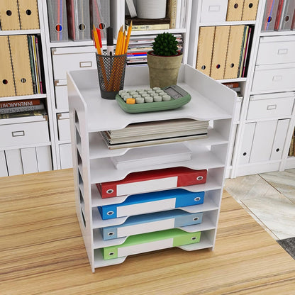 Natwind 7-Tier Office Paper File Organizer for Desk Desktop Organizer Holder Office Organizer Letter Tray & A4 Paper Holder Document Storage Rack for Home Office School(7H-Tier)