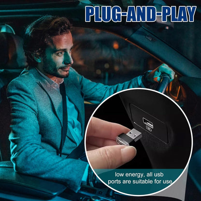 Bestmoy 4 PCS USB LED Light, Automotive Interior Atmosphere Lamp, Car Mini USB Night Lights Decorative Light, Cool Car Interior Accessories Light for USB Interface(Blue) (Blue Light)