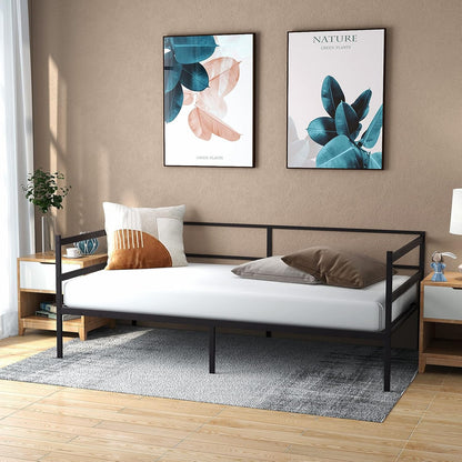 Giantex Metal Daybed Frame Twin Size, Modern Sofa Bed, Heavy-Duty Metal Slats Support Mattress Foundation, Dual-use Platform Bed Sofa for Living Room, Guest Room, Easy Assembly, No Box Spring, Black