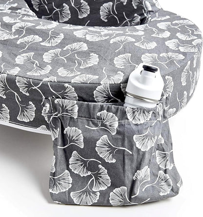My Brest Friend Original Nursing Pillow for Breastfeeding, Nursing and Posture Support with Pocket and Removable Slipcover, Grey Flowing Fans