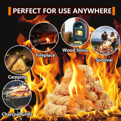 Bbcuepro All Natural Charcoal Fire Starters - 108 PCS Lightning Fast Lighters for Barbecue Grill, BBQ Charcoal, Campfire, Fireplace, Wood Stove, Smoker and More