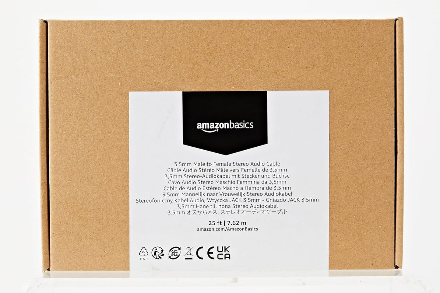 Amazon Basics 3.5mm Male to Female Stereo Audio Extension Adapter Cable - 25 Feet