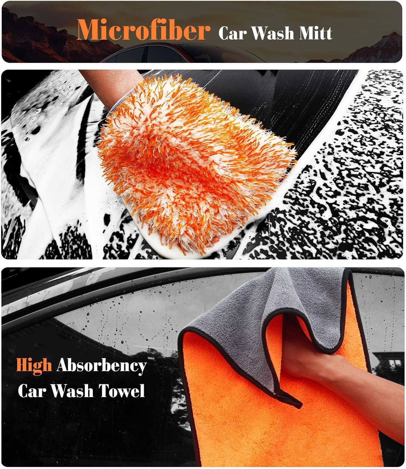 7PCS Motorcycle Cleaning Kit, 2-Size Bendable Wheel Brush, Tire and Chain Brush, Detailing Brush, Microfiber Towel and Car Wash Mitt for Car Wheels Motorcycle Dirt Bike Detailing Wash Kit