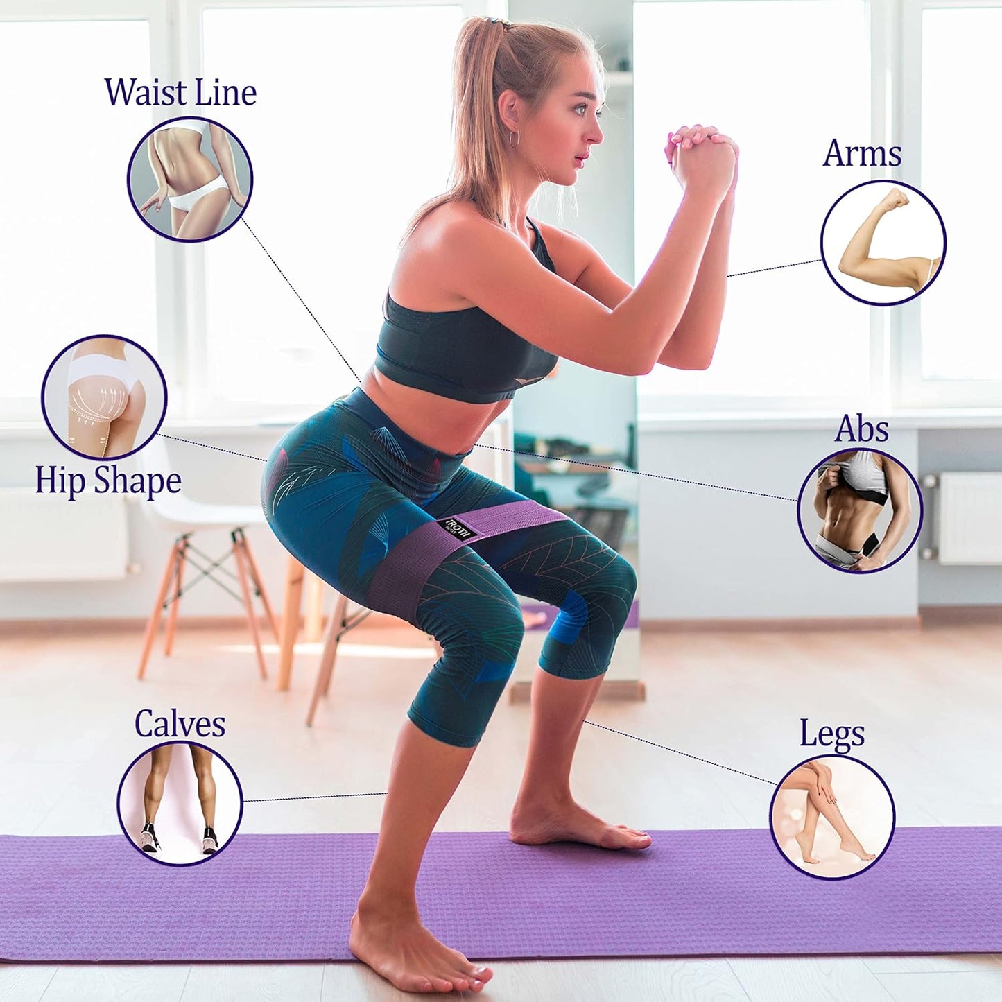 TROTH Resistance Bands Set - Resistance Band Women, Booty Exercise Band, Resistance Bands Set Men, Home Gym Strength Training Equipment, Fitness Accessories for Pilates, Squat, Yoga & Pull Up Workout