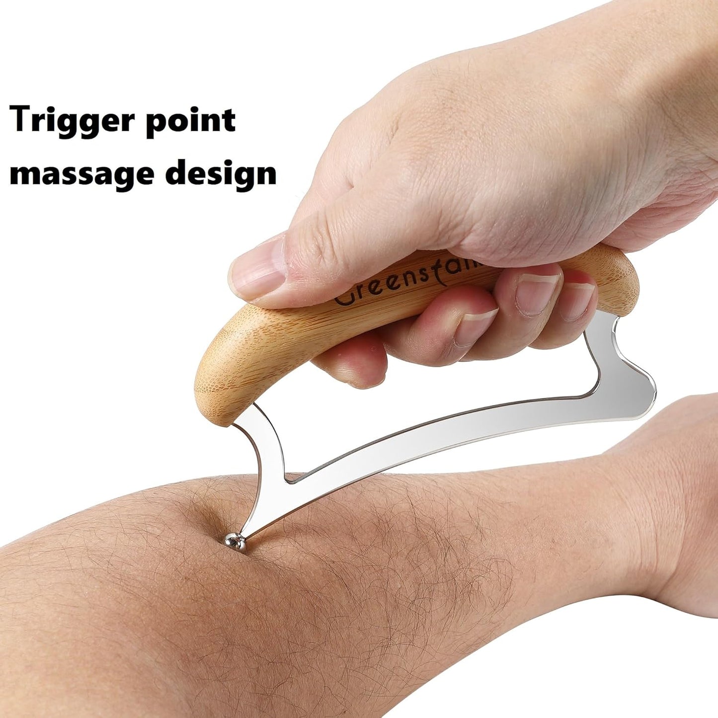 Greenstalk Stainless Steel Gua Sha Muscle Scraper Tool for Muscle Relief, Wooden Massage Tools,Body Guasha Tool, Portable Body Scrapers Tool for Neck, Back, Feet Recovery.