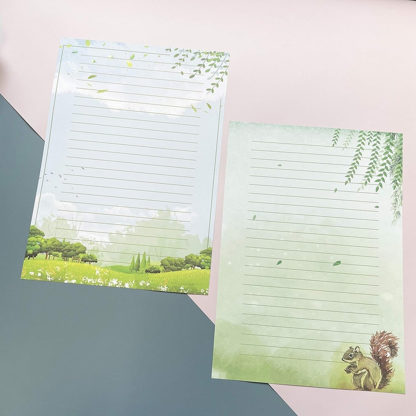 IMagicoo 50 Lined Writing Stationery Paper - Beautiful Design Writing Letter Paper Set, 10 Different Style