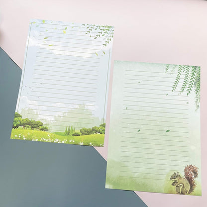 IMagicoo 50 Lined Writing Stationery Paper - Beautiful Design Writing Letter Paper Set, 10 Different Style