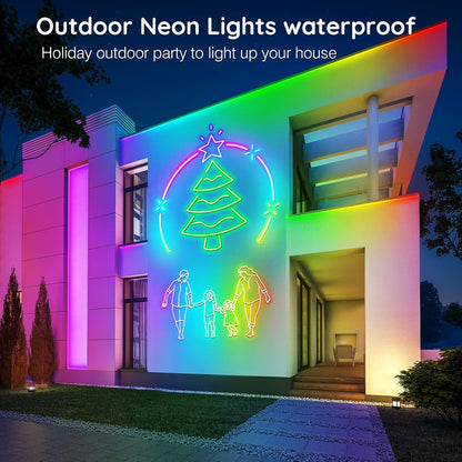 AILBTON 15 m Led Neon Rope Lights, Flexible Led Rope Lights, Control with App/Remote, Multiple Modes, IP65 Outdoor RGB Neon Lights Waterproof, Music Sync Gaming Led Neon Strip Lights for Bedroom
