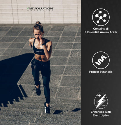 Revolution Nutrition, Pure EAA Powder, Essential Amino Acid, Post Workout, Zero Calorie, Zero Sugar, Gluten Free, Enhanced with Electrolytes, 5g EAAs, 240 g, 26 Servings (Candy Peach, 0.53 Pound)