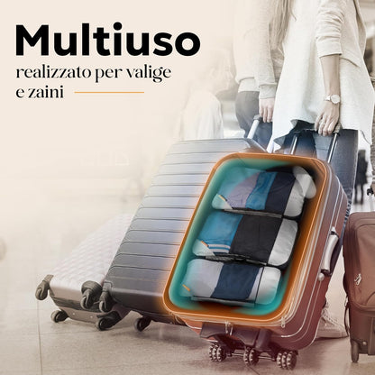 Compression Suitcase Organizer Set - Packing Cubes Compression for Travel, Space-Saving Suitcase Organizer 70% Plus, Travel Backpack in Durable Recycled Polyester, Breathable, 7 Sizes