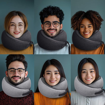 DAWNTREES 2 Pack Travel Pillow Neck Support, Memory Foam Neck Pillows for Travel Airplane,Business Trip with Luxury Bag,Travel Kit.