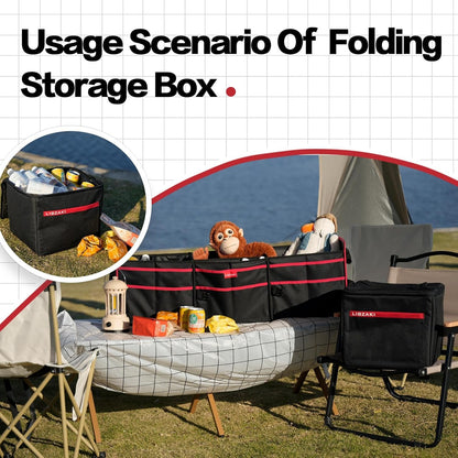 LIBZAKI Car Trunk Organizer,3 Compartments Big Trunk Storage, Large Capacity, Foldable, 95L Heavy Duty Storage Box for Car, SUV, Truck,Jeep, Includes 26L Cooler Bag-Black