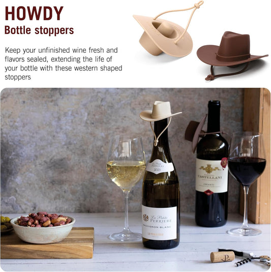 Monkey Business Silicone Wine Stoppers, Funny Cowboy Hat Stoppers, Seal Bottle and Keep Wine Fresh, Cute Wine Accessories, Kitchen Gadgets Pack