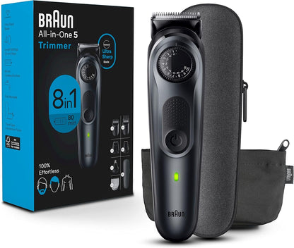 Braun All-in-One Style Kit Series 5 5471, 100% Waterproof 8-in-1 Beard & Body Trimmer for Manscaping, 80-minute Battery Cordless Runtime