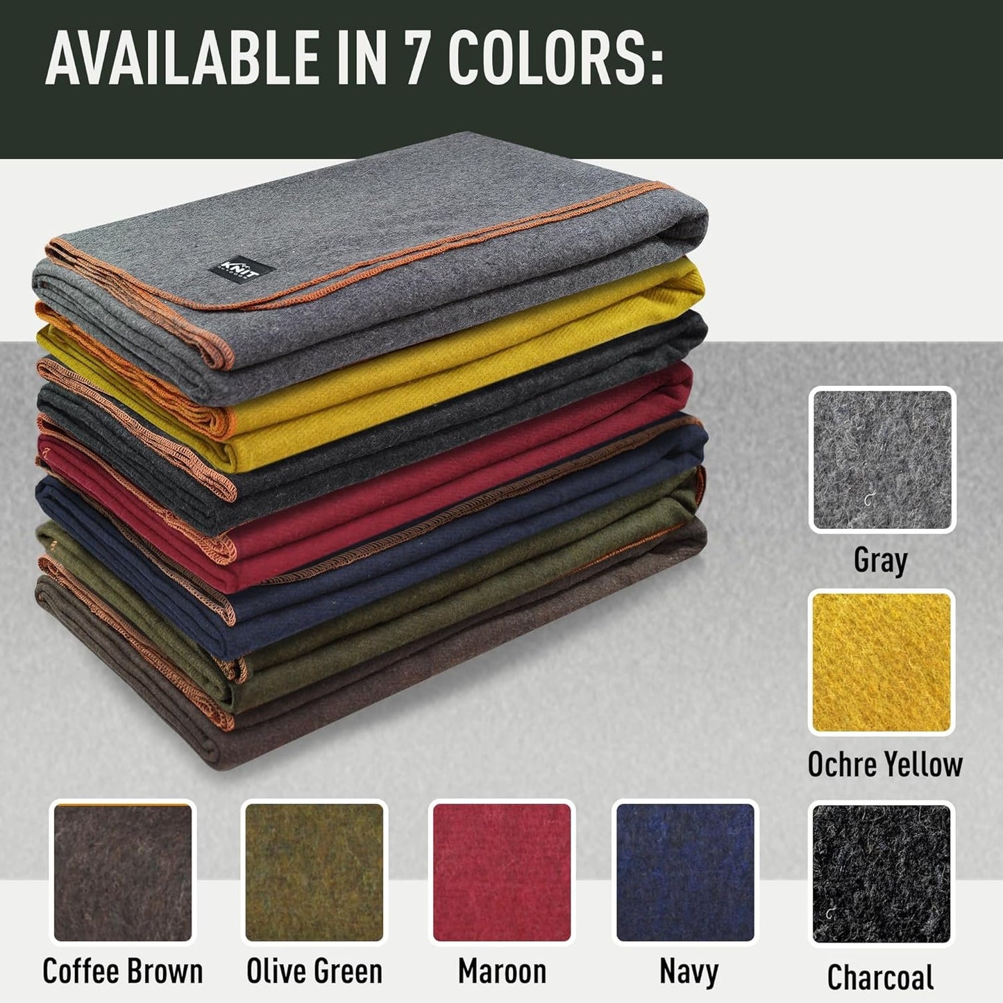 Knit Outdoor Large Military Wool Blanket - Warm & Thick Emergency Survival Blanket Great for Camping, Outdoors, Sports Events, Picnics, 4.5 lbs, 64" x 88" (Olive Green)