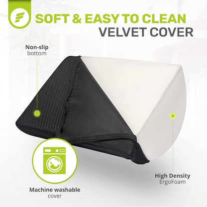 ErgoFoam Adjustable Foot Rest Under Desk for Added Height | Large Premium Velvet Soft Foam Footrest for Desk | Most Comfortable Desk Foot Rest in The World for Back, Lumbar, Knee Pain (Black)