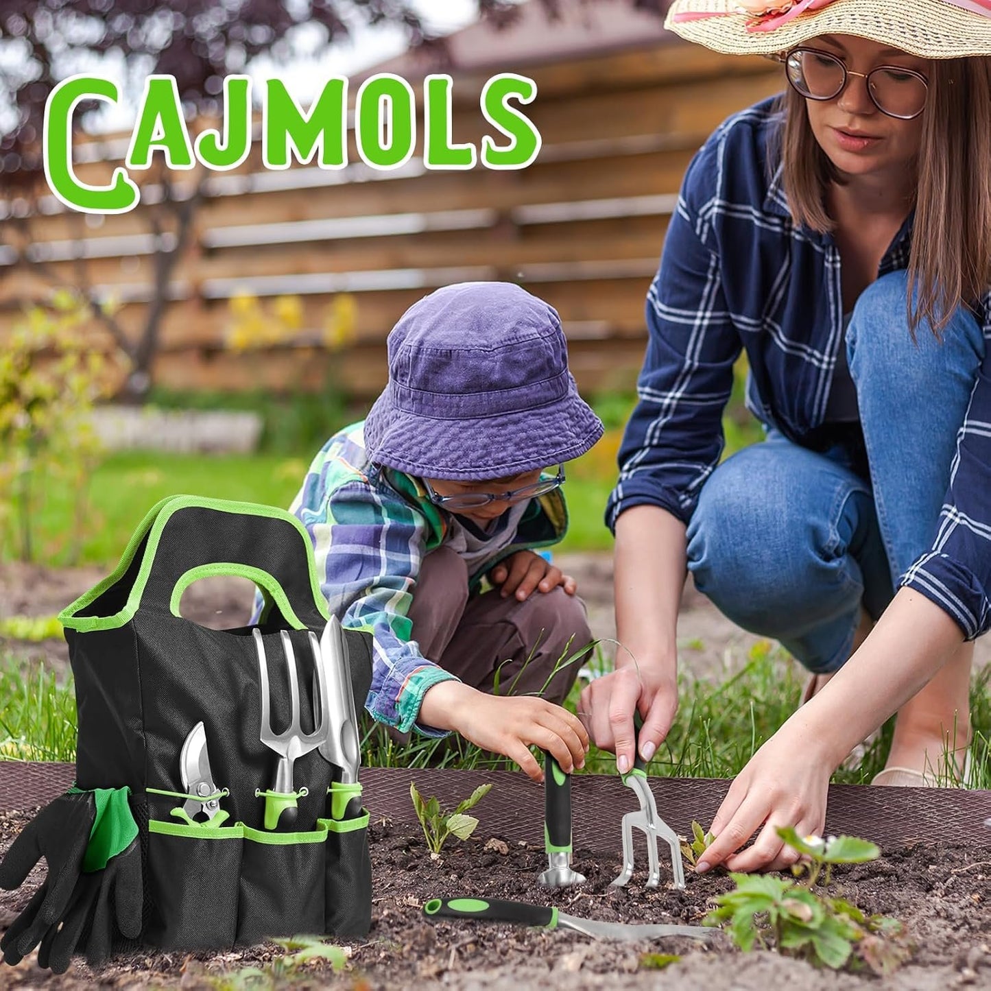 Garden Tools Set,8 Piece Heavy Duty Gardening Tools with Soft Rubberized Non-Slip Handle, Durable Aluminum Alloy Garden Hand with Pruning Shears & Large Garden Tote, Ideal Gifts for Women Men