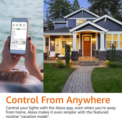 Amazon Basics Smart A19 LED Light Bulb, Color Changing, 9W (60W Equivalent), 800LM, Works with Alexa Only, 2.4 GHz Wi-Fi, No Hub Required, 1 Pack