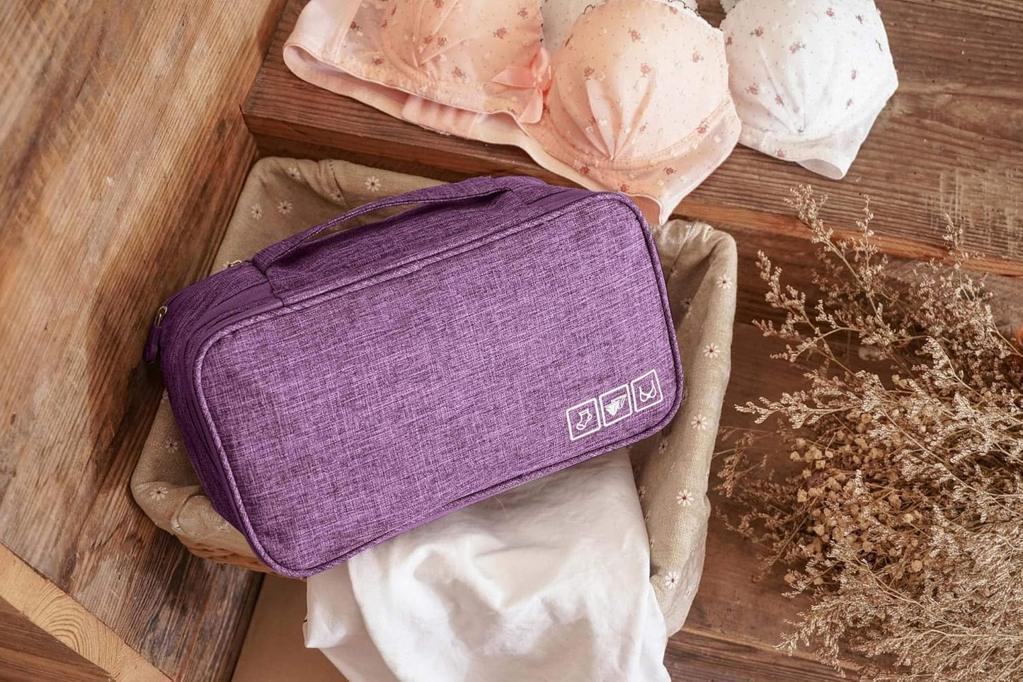 Underwear Storage Bag - Nylon Travel Bag Side Pocket Toiletry Choice Waterproof Color Bag