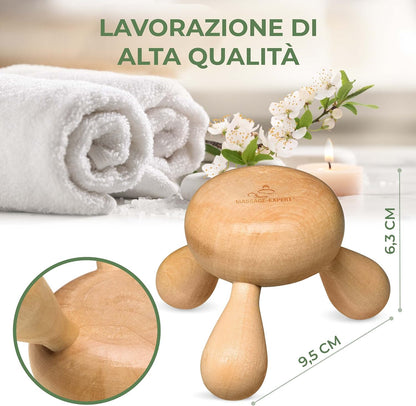 MASSAGE-EXPERT Wooden Hand Massager for Single or Couples Massage for Relaxing Back, Neck, Arms and Legs, Maximum Hygiene with Oil-resistant Surface