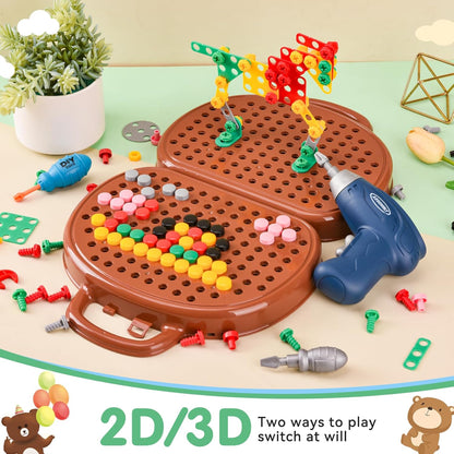 DAOUZL Montessori Toys, Montessori Toy Box with Drill, Magic Box of Montessori Toys, Magic Montessori Play Toolbo Toy Box for Children 3 4 5 Years (A)