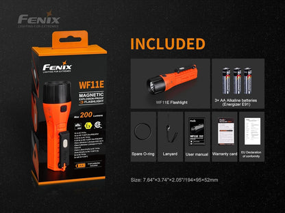 Fenix WF11E 200 Lumen Led Torch with 185m Beam with 50000hrs Lifespan – IP67 Waterproof Tactical Flashlight with 3 Brightness Levels Explosion-Proof Emergency Torch Light (Orange)