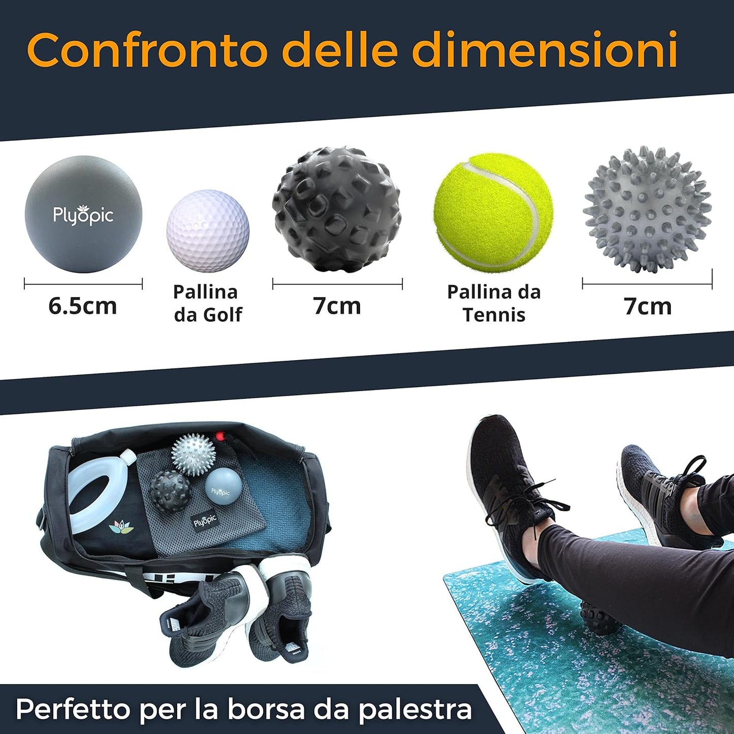 Plyopic Massage Balls (Set of Massage Balls) | Muscle Massage Balls for Self-Massage, Myofascial Release, Trigger Point, Crossfit and Plantar Fasciitis