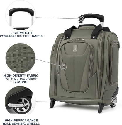 Travelpro Luggage Maxlite 5 Softside Lightweight Rolling Underseat Compact Carry on Upright 2 Wheel Bag, Men and Women, Slate Green, 15-Inch, Slate Green, 15-Inch, Maxlite 5 Rolling Underseat Compact