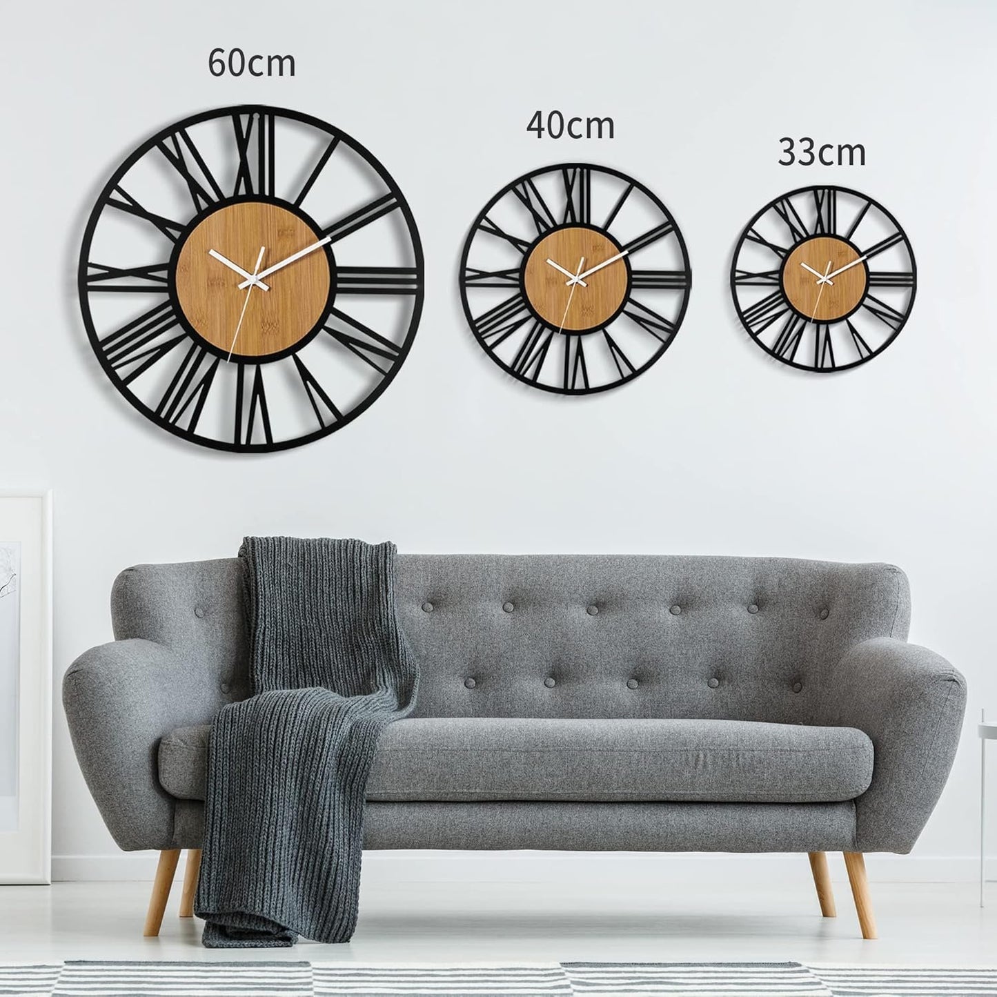 1st Owned Round Wall Clock for Living Room Decor, 13" Battery Operated,Silent Non Ticking, Modern Black Clocks for Home,Garden,Office,Kitchen, Cafe Wall