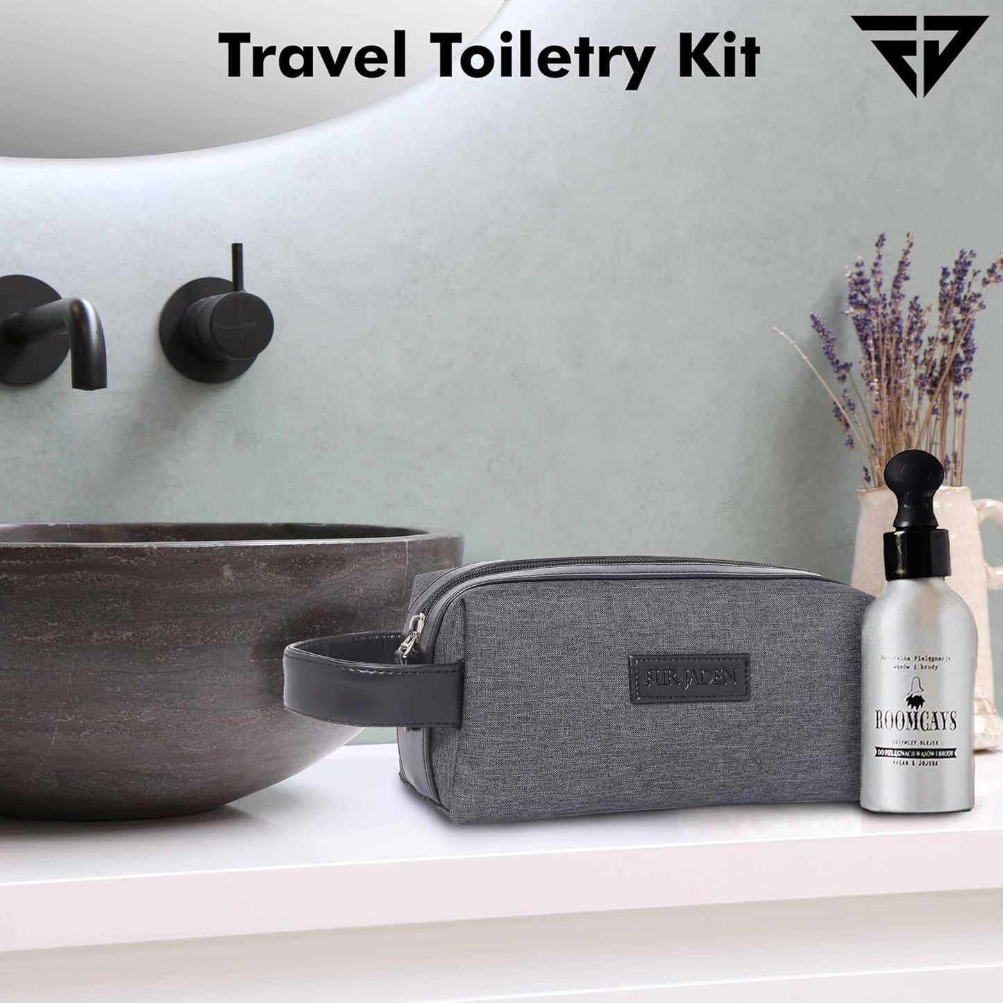 Fur Jaden Travel Toiletry Kits Essentials Bag for Men and Women Shaving Kit Organiser Make Up and Gadget Pouch Hygiene Bag, Grey, S, Travel Toiletry Kits Essentials Bag