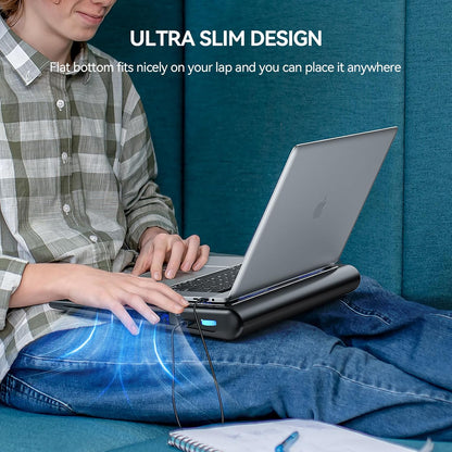 TECKNET Cooling Pad for 12"-15.6" Laptops, Gaming Stand With Adjustable Wind Speed, 2 USB Powered Fans for Devices Up to 16 Inch (Blue)