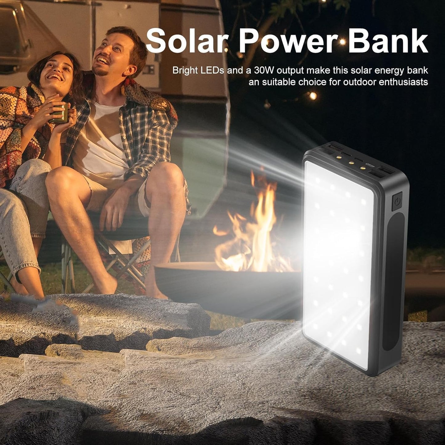 Solar Power Charger - Portable Solar Battery Pack, Sun Charged Power Supply | Compact Solar Phone Charger, 20000mah Battery Batter