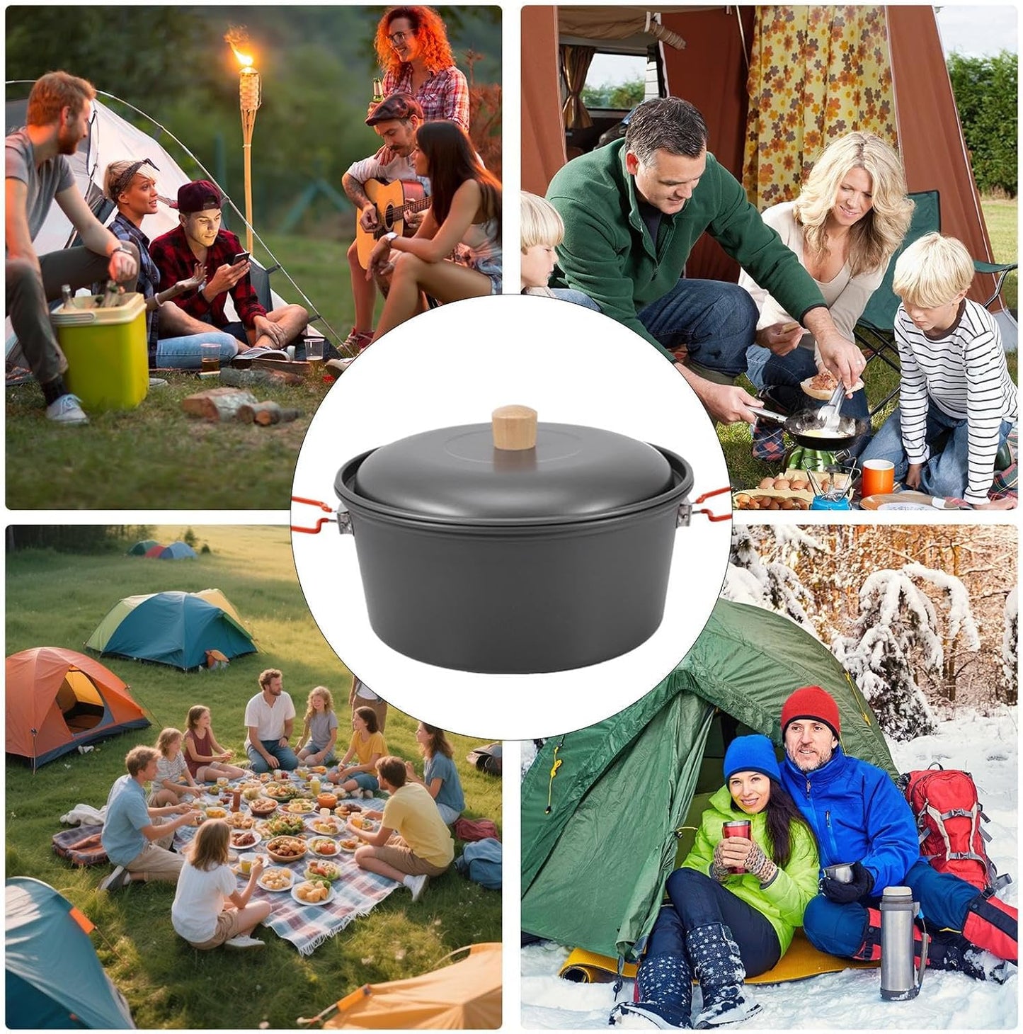 Camping Pot - Portable Large Capacity Camping Pan For Backpacking | Camp Pot | Heat-Resistant Portable Picnic Gear Lightweight Boiling Camp Steamer For Outdoor Travel Hiking
