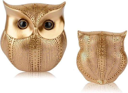 BYMYHO Owl Statue Owl Ornaments Modern Design Small Resin Statues for Indoor Animals Decorative Home Decor Golden Style