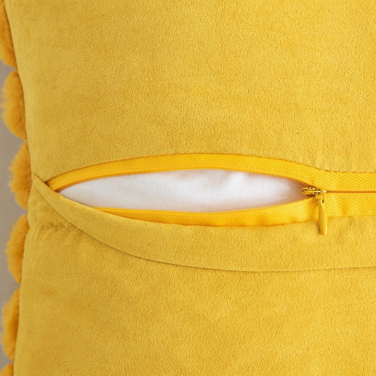 MIULEE Mustard Yellow Throw Pillow Covers 18x18 Inch Set of 2 Soft Pillowcase with Velvet Back Faux Rabbit Fur Cushion Covers Decorative Home Decor for Couch Sofa Bedroom Livingroom