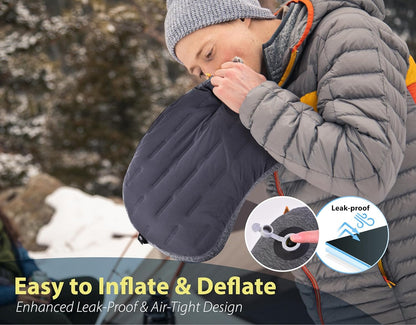 TREKOLOGY ALUFT Plus Inflatable Camping Pillow - Compact, Lightweight Air Pillow for Sleeping, Backpacking, Travel, Outdoor, and Airplane Use - Portable Camping Pillow with Removable Cover