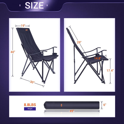 Nice C Lawn Chairs, Outdoor Chair, Camping Chair, Chaise de Camping, Patio Chair, Folding Chair, High Back Camping Chair, High Back Lawn Chair, Compact Chair with Cup Holder & Carry Bag (1-P Black)